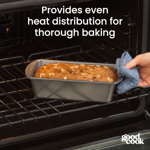 GoodCook Nonstick Loaf Pan Heavy-Duty Steel Bakeware with Easy-Clean Non-Stick Coating, Oven & Dishwasher Safe Pan, 9 x 5-Inch, Gray