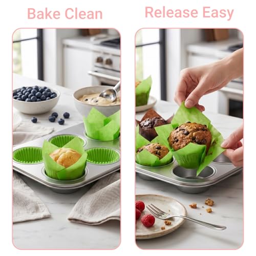 200 Pcs Green Tulip Cupcake Liners for Baking, Standard Size - color: Green