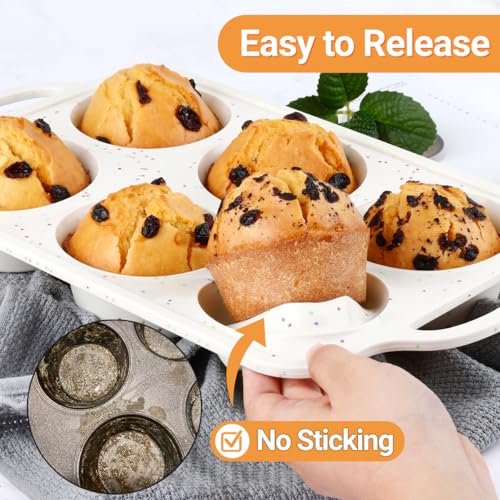 FUNBAKY Jumbo Silicone Muffin Pan with Metal Frame, 3.5 Inch Large Muffin Pans 6 Cups 2 Pack Confetti - size: Jumbo 6-Cup: 2pcs