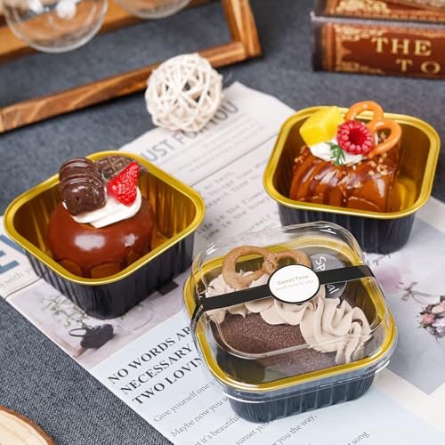 Halloween Mini Cake Pans, Black Gold 50 Pack for Gifts - color: Black Glod, size: 5 oz