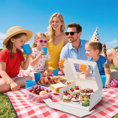 Dicunoy 6 Pack Bento Cake Box with Cupcakes, 13" Cookie Combo Box 6 Count
