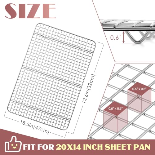Cooling Rack Set of 2, E-far 18½x12½ Wire Racks for Baking Cooking Grilling - size: 18.5"x12.6"