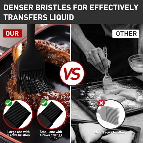 Begonia Silicone BBQ Sauce Brush, Black, 2pcs 10+8 inch Food Brush - color: Black
