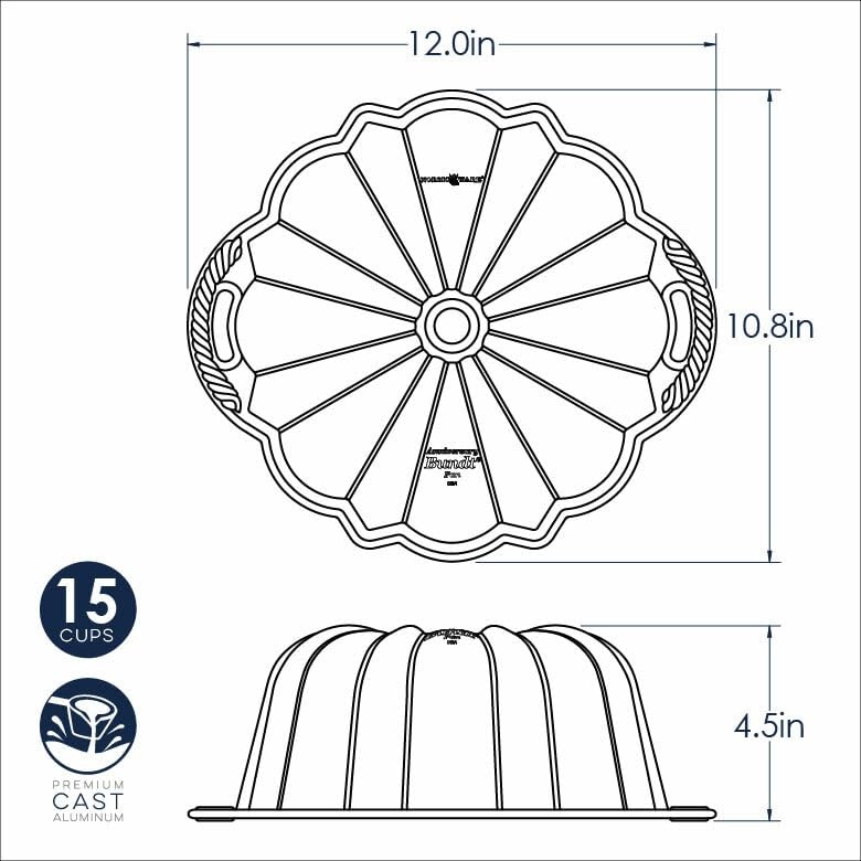 Nordic Ware Anniversary Bundt, 15 Cup, Silver
