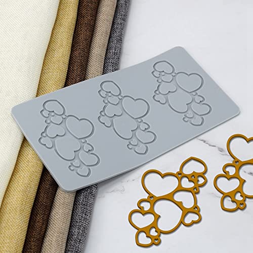 TUKE 3D Leaves Silicone Molds Flower Cake Fondant Mat Bee Leaf Pastry Moulds Rose Impression Chocolate Hollow Lace Mold (Love_8.8x4.6x0.12inch_D) - size: Love_8.8x4.6x0.12inch_D