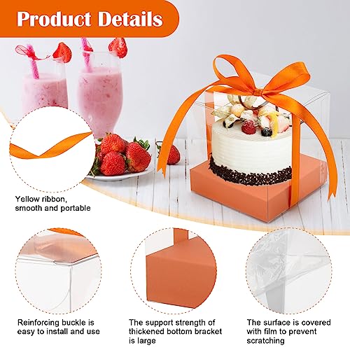 12 PCS Clear Cupcake Boxes 3.5 Inch Cupcake Containers (Orange) - color: Orange