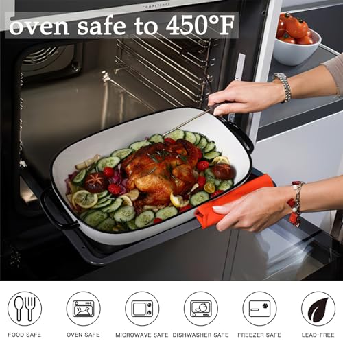 4.5 Quart Ceramic Baking Dish,Serving Bakeware for Casserole,Lasagna,Gratin,Broiling,Roasting,and Baking.Large Deep 14x10x3.11 inches Pan,Safe for Oven Microwave Refrigerator Disinfection Cabinet and - color: 4.5 quart White