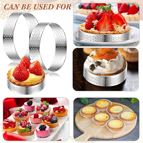 Mumufy 2.4" Perforated Tart Ring Stainless Steel Mousse Cake Ring - size: 2.4"