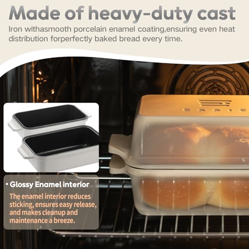Enameled Cast Iron Dutch Oven for Sourdough Bread Baking, 9×5 Dutch Oven Pot with Lid, 2 in 1 Bread Baking Pans with Lid, Roasting & Braising, Easy Release, Oven & Induction Safe (4.2 QT,White) - color: White
