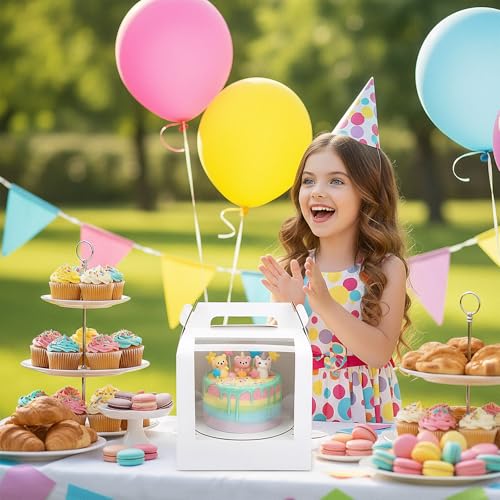 8 Pcs Portable Cake Pop Holder Boxes,Cakes Pops Boxes Packaging, Cakes Pop Display Stand with Clear Window,White Cakesicle Boxe