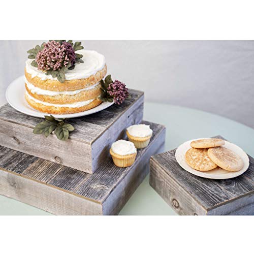 BARNWOODUSA Wood Cake Stand Set of 3 Natural Weathered Gray Rustic Wooden - color: Natural Weathered Gray, size: Set of 3