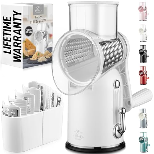 Rotary Cheese Grater Hand Crank, Vegetable Shredder - Classic White - color: 30 - White