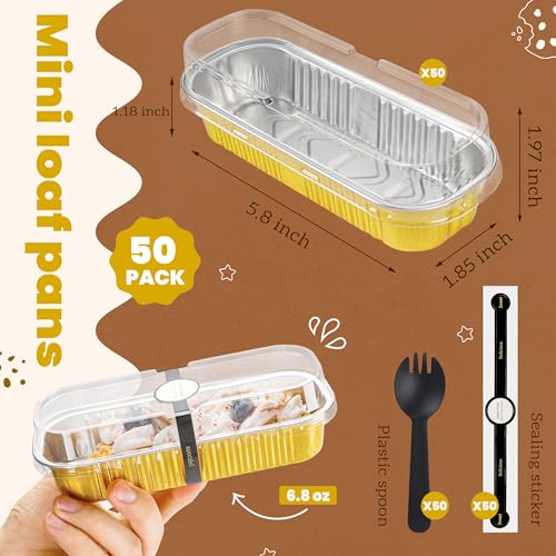 NPLUX Halloween Mini Loaf Pans, 6.8oz 50 Pack Gold for Home Bakers - color: Gold