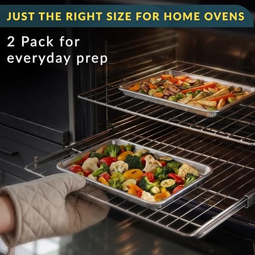 Stainless Steel Cookie Sheet Set of 2, 16" Baking Sheet Pans, Non-Stick - size: 16"x12" (2-Pack)