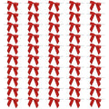 3.5 Inch Satin Ribbon Twist Tie Bows, Red, 50 Pack - color: Red