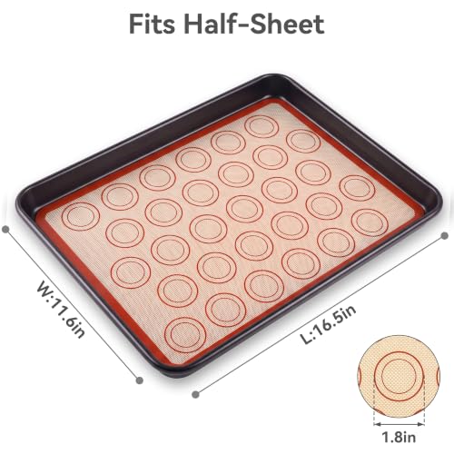 USLAI Macaron Silicone Baking Mats, 16.5 x 11.6 Inch, 2 Pack - size: 16.5"L x 11.6"W
