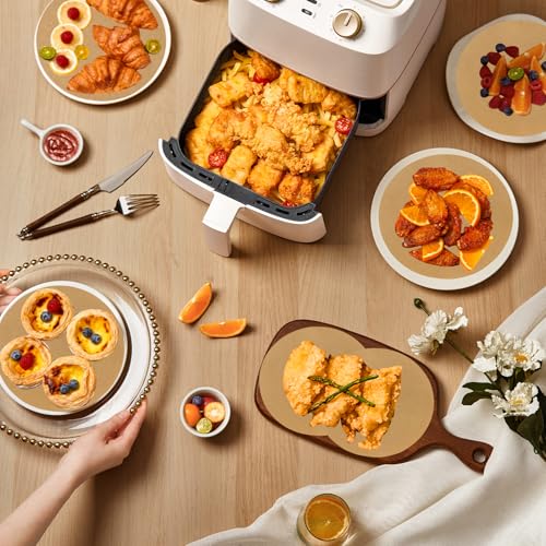 100pcs 8 inch Unbleached Parchment Paper Sheets Rounds, Heavy Duty Parchment Paper for baking, Precut Brown Non-Stick liners for Cake Pan, Steaming, Air Fryer, Non-Stick Liners for Cooking - size: 8inch-100pcs