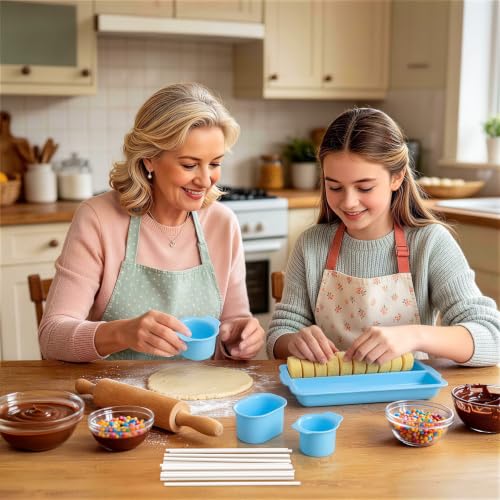 Antner Cake Pop Mold Set with Double Tray, Cake Pop Cutter, Lollipop Sticks - color: Blue (B)