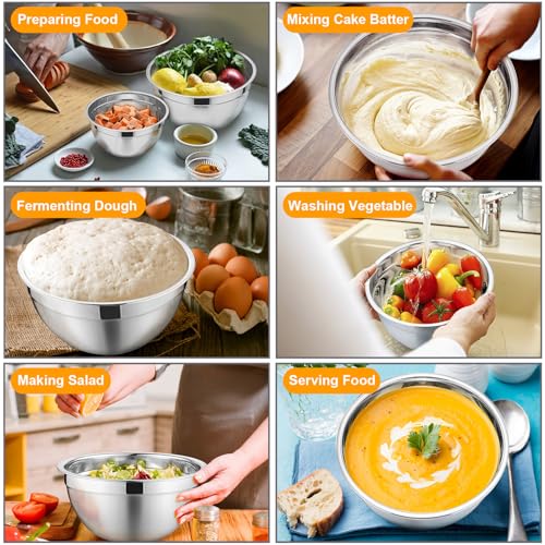 P&P CHEF Mixing Bowls with Lids Set of 6, Nesting Salad Bowl, Multicolor - color: Multicolor