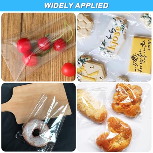 100PCS 4.5x5.5 inch Clear Automatic Sealing Flat Cello/Cellophane Bag Packaging Treat Bags Favor Bags with Self Seal Lip Adhesive Closure for Snacks Bakery Candies