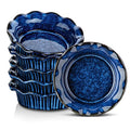 vancasso Ceramic Mini Pie Pans Set of 6, 5.2 Inch Small Pie Plates for Baking with Ruffled Edge, Individual Quiche Baking Dishes Tart Pans, Mini Pot Pie Plates for Microwave & Oven Safe, Blue - color: Blue