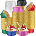 200 Pack Aluminum Cupcake Liners with Lids,Bright,Plain - color: Black, Green, Red, Rose Red, Blue, style: Plain
