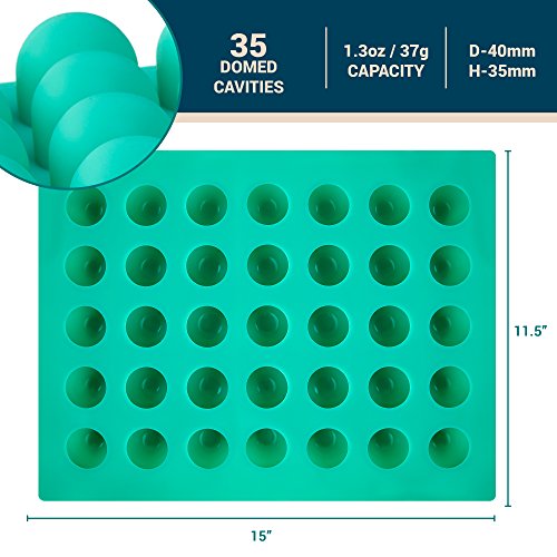 O'crème Round Silicone Truffle Mold for Chocolate Candy Ganache - size: 40mm Diameter x 35mm High