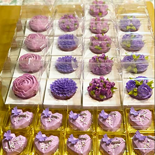 30 Pack Clear Plastic Individual Cupcake Containers with Handles