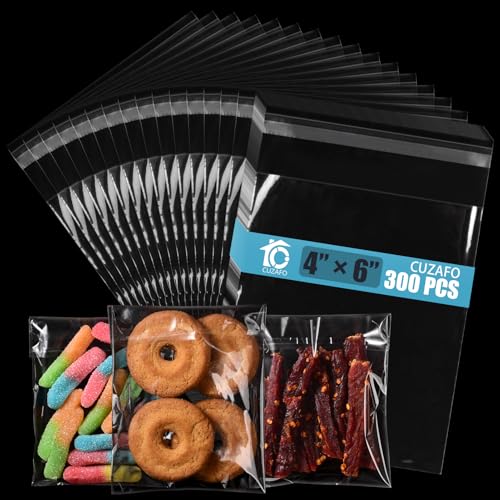 CUZAFO 300 PCS 4x6 Inches Clear Self Sealing Cellophane Bags, Resealable Cookie Bags, Candy and Products - size: Standar (4x6 inch)