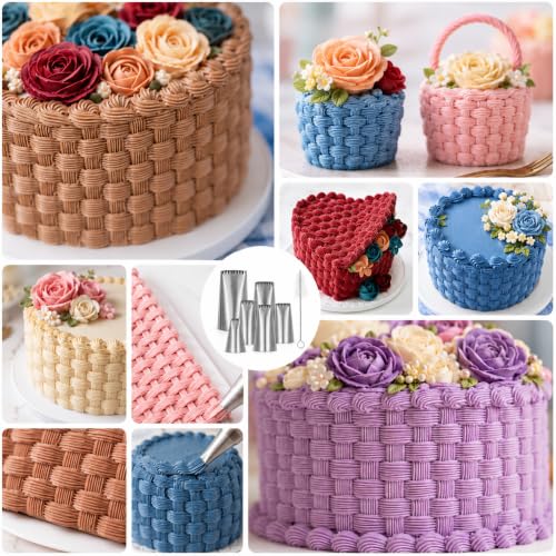 5 Pack Duyas Para Decorar Pasteles Piping Tips with Brush