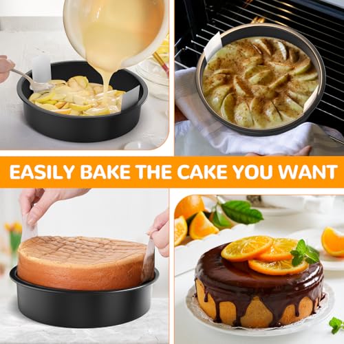8 Inch Round Cake Pan Set of 3, Nonstick Baking Pans with 100PCS Parchment Paper, Dishwasher Safe - size: 8 Inch