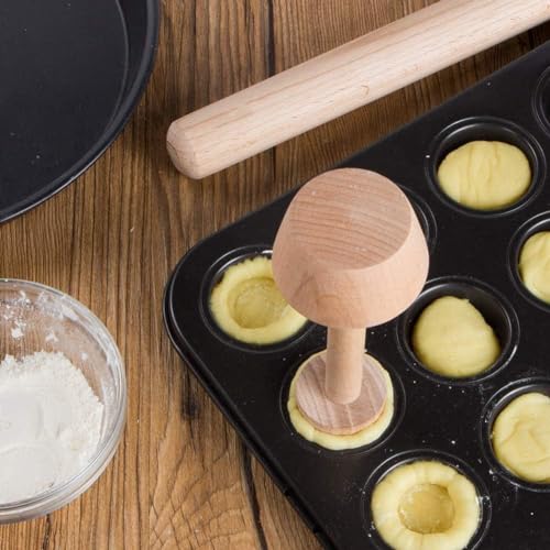 Double Sided Wooden Tart Tamper, Pastry Pusher for Pie, Quiche, Cake Baking Tools