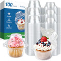 Dealusy 100 Pack Individual Cupcake Containers with Airtight Lids