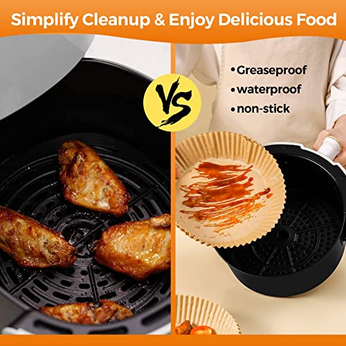 Air Fryer Liners Disposable, 100Pcs Parchment Paper 6.5" Round for 3-5QT - size: 6.5"Round