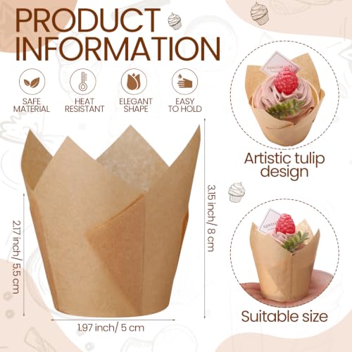 1600 Pcs Tulip Cupcake Liners Bulk, Brown, Classic - color: Brown, size: Classic