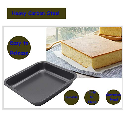 2pcs Mini Baking Pans 8 X 8 Inch (Inner 7.5 X 7.5) Square Cake Pan Bread Pan Nonstick Heavy Carbon Steel Bakeware - size: 8.33x8.33 inch Black