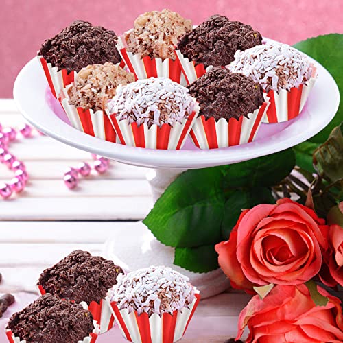 Pinkunn 600 Count Mini Cupcake Liners Bulk Red White Striped Carnival Decor