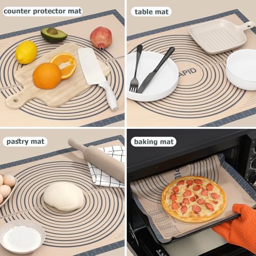 Sapid Thick Silicone Pastry Mat Baking Dough Rolling Extra Large 24" x 36" - color: Gray, size: 36"L x 24"W
