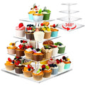 Tiered Cupcake Display Stand Rotatable Cake and Cupcake Tower Stand Combo Clear Acrylic Cake Holder with Tiered Tray for Dessert Pastry Birthday Wedding Party Table(4 Tire and Rectangle) - color: 4 Tire and Rectangle