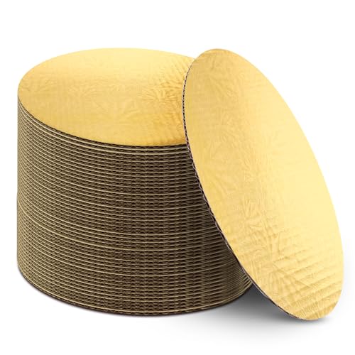 40 Pack Cake Boards Round 10 Inch Disposable Cake Plate Corrugated Cardboard Circles Cake Base Decorating Supplies (Gold 10")