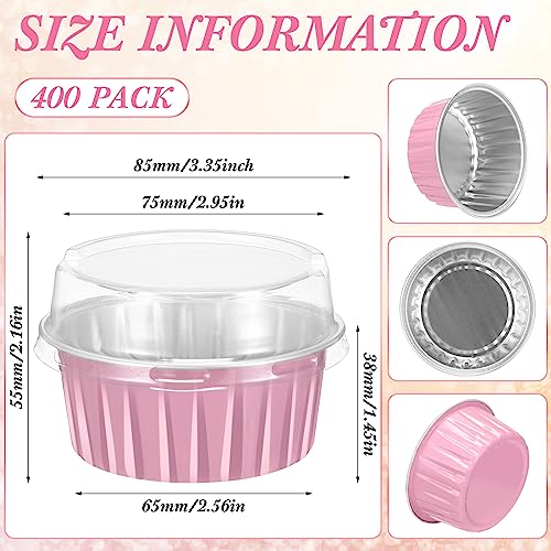Gejoy 400 Pcs Aluminum Foil Baking Cups with Lids, Classic, Pink - color: Pink, size: Classic