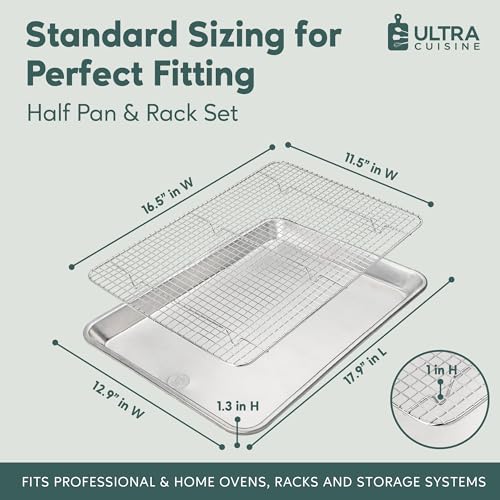 Aluminum Baking Sheet with Cooling Rack Set, 13''x18'' (Half Sheet Pan) - size: Half Sheet (Value Pack)