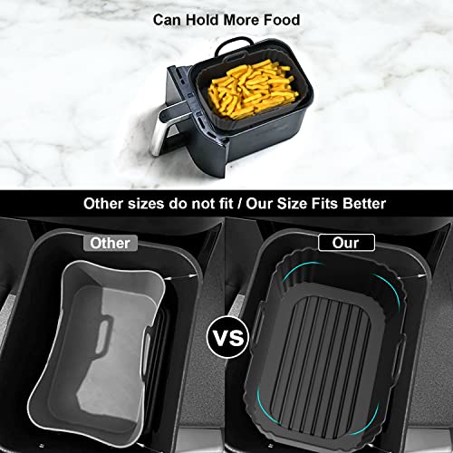 Silicone Air Fryer Liners 2 Pack for Ninja 8-10 QT Dual Air Fryers - color: Black, size: 8-10QT