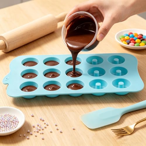 15 Cavity Donut Silicone Candy Molds Set Of 2