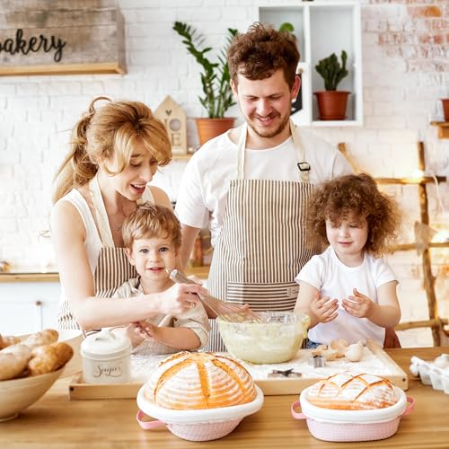 Beginner Sourdough Starter Kit with Proofing Baskets & Jar, Baking Supplies - color: Pink