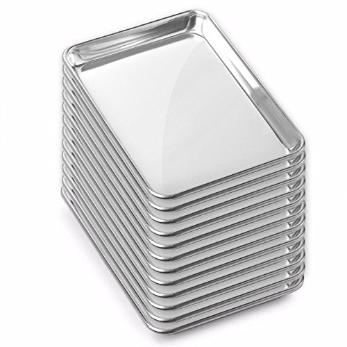 GRIDMANN 9" x 13" Commercial Grade Aluminum Cookie Sheet Baking Tray Jelly Roll Pan Quarter Sheet - 12 Pans - size: 9 x 13 - Standard