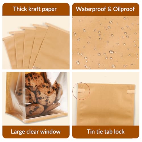 105 Pcs Small Bakery Bags with Window, Paper Cookie Bags - size: Small (Pack of 105)