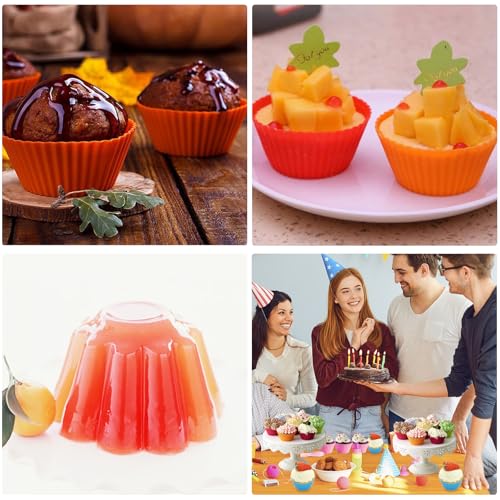 12 Pack Reusable Silicone Cupcake Liners Baking Cups Liners - color: Red, Pink, Blue, Yellow