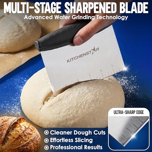 Multi-Purpose Bench Scraper/Dough Cutter for Bread & Pastry, 6-inch, Silver