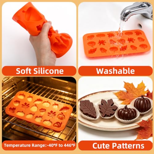 3Pack Fall Silicone Molds 18 Cavity Orange Thanksgiving